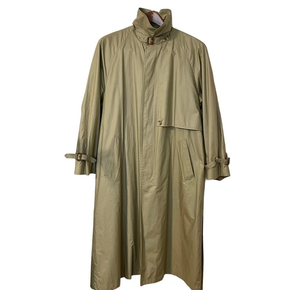 Austin Reed Vintage Mens Khaki Long Trench Coat with Removable Wool Liner 40R - Picture 3 of 12